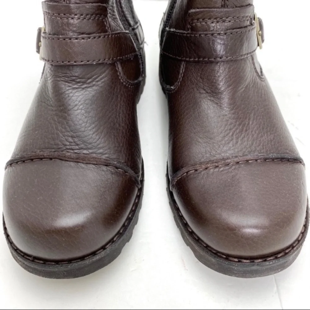 Ugg Cowen Cap toe Sheepskin Leather Biker Moto Boot in Brown Size 4 SN 3295